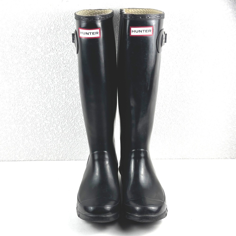 Hunter Huntress Gloss Rain Boots Womens 5 Black‎ Waterproof Festival Outdoor